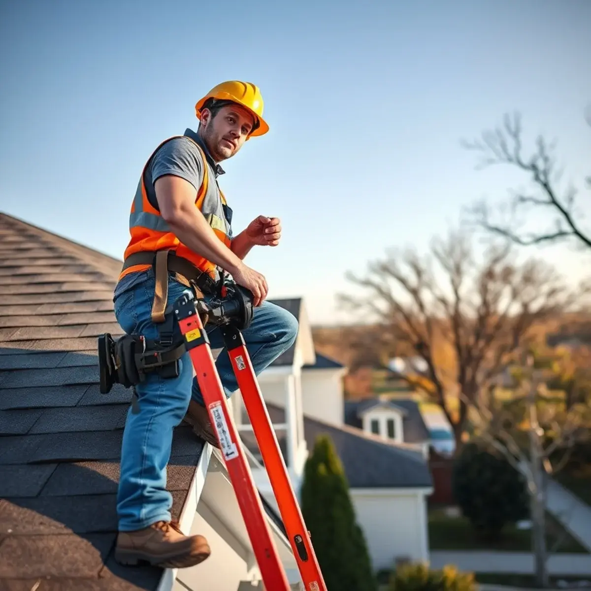 Roofing contractor working on a home in Baldwin, NY