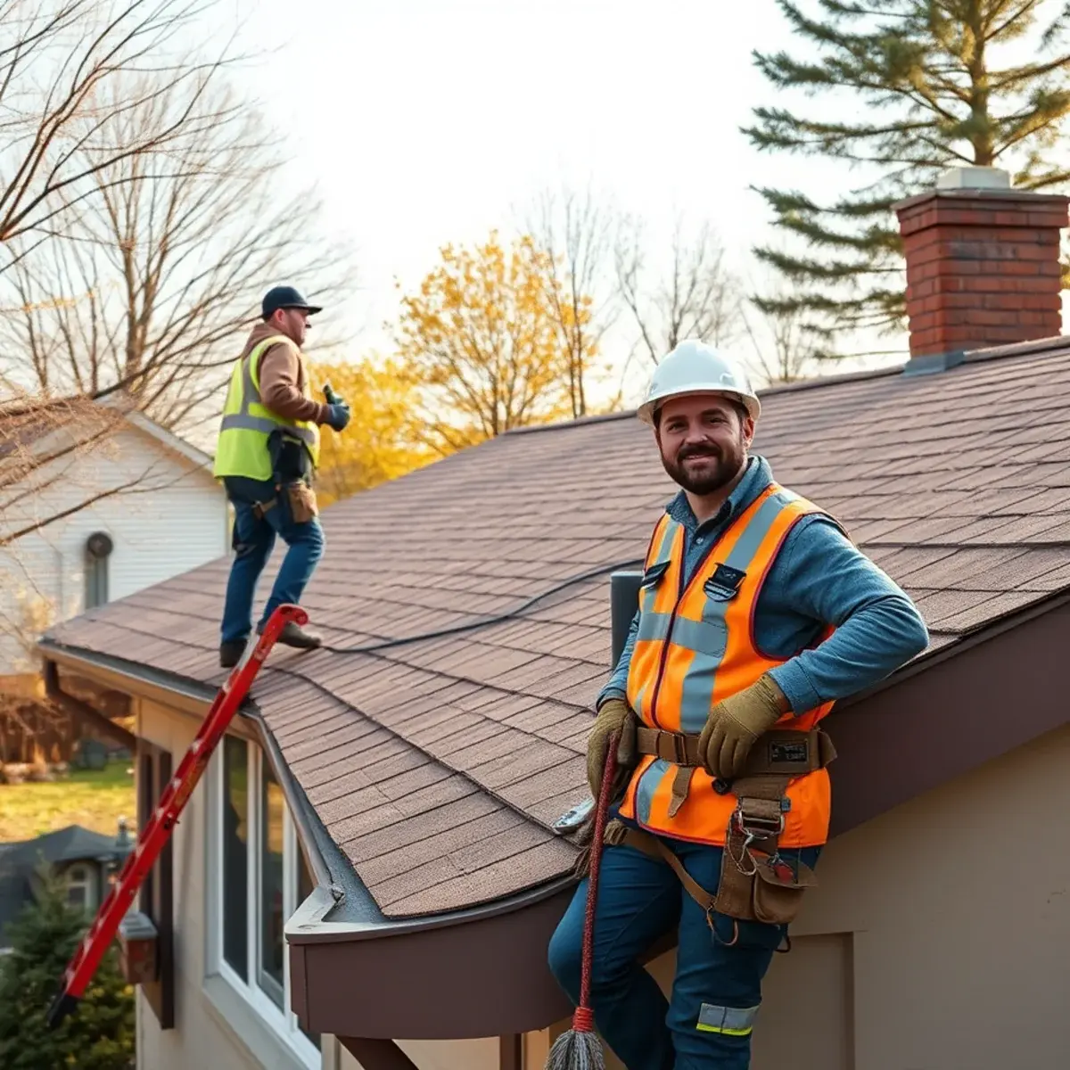 Roofing contractor working on a home in Batavia, NY