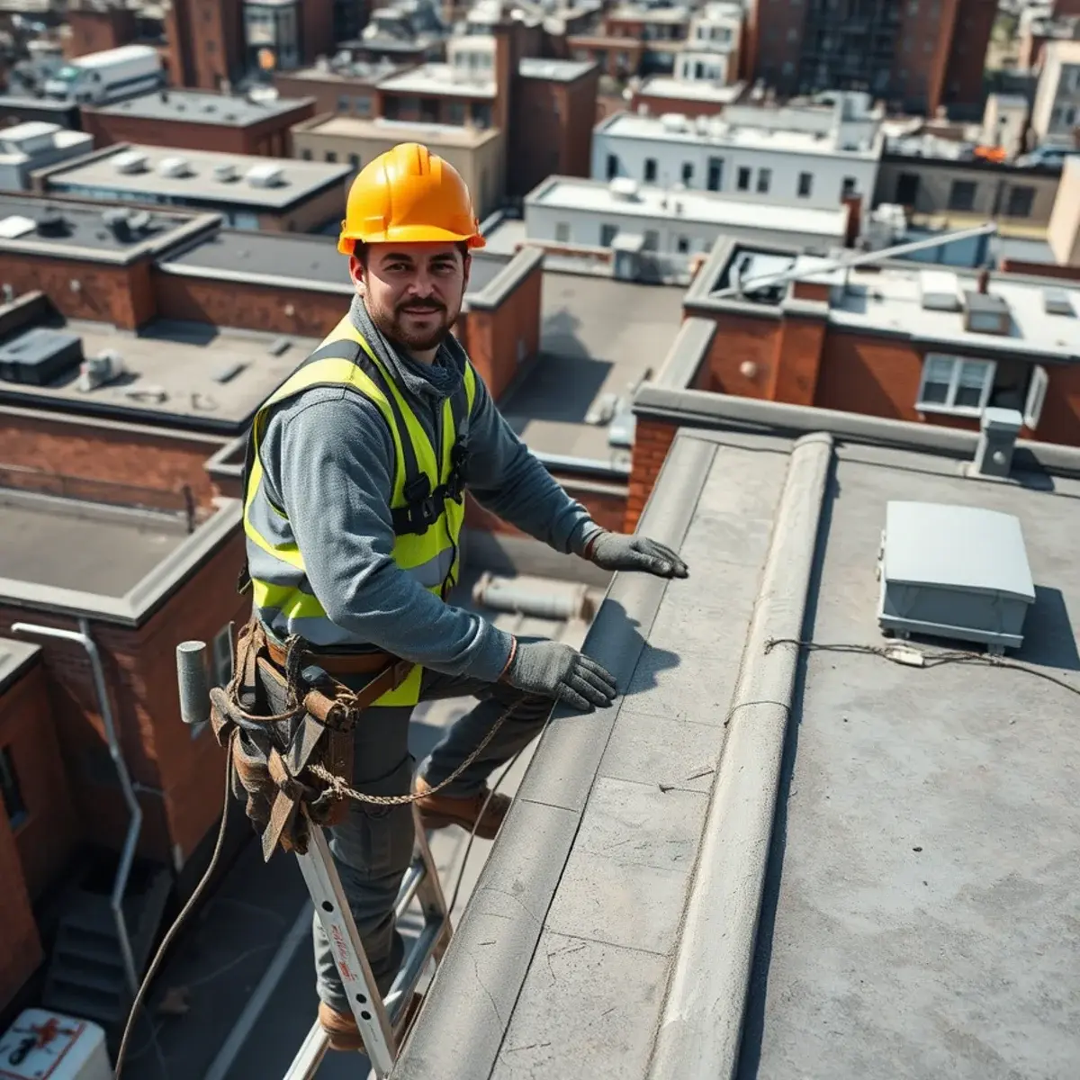 Roofing contractor working on a home in Bensonhurst, NY