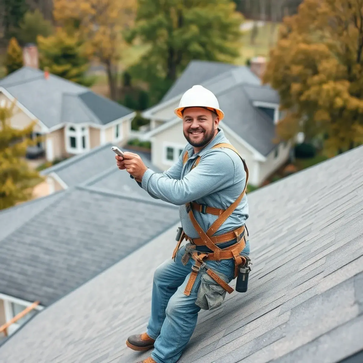 Roofing contractor working on a home in Canandaigua, NY