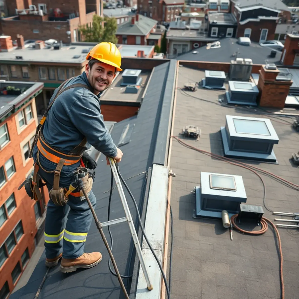 Roofing contractor working on a home in Co-op City, NY