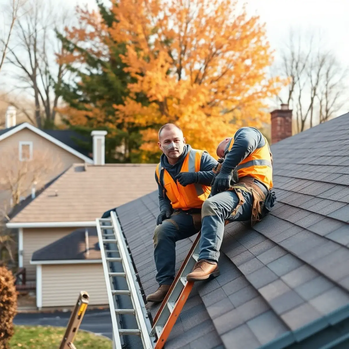 Roofing contractor working on a home in Cornwall, NY