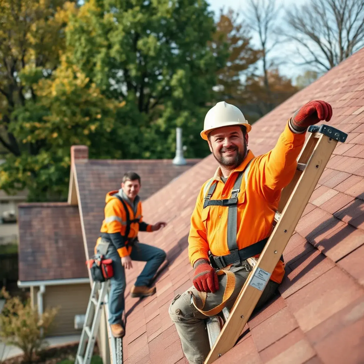 Roofing contractor working on a home in Cortland, NY