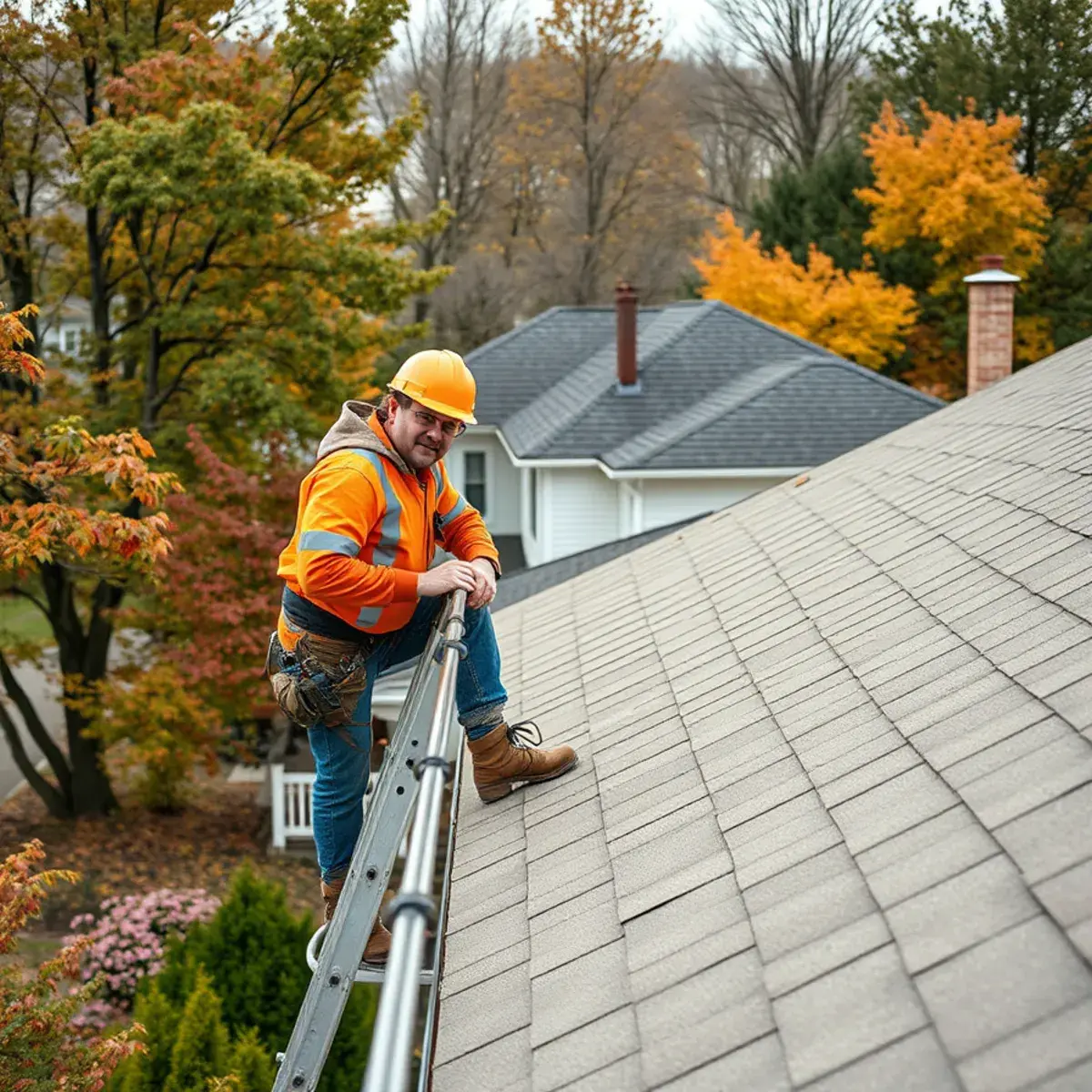 Roofing contractor working on a home in Dunkirk, NY