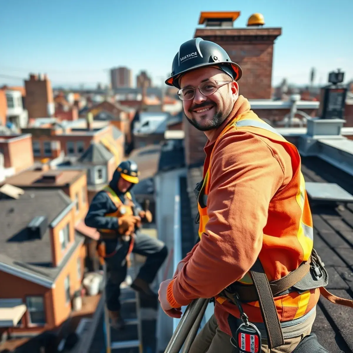 Roofing contractor working on a home in Gravesend, NY