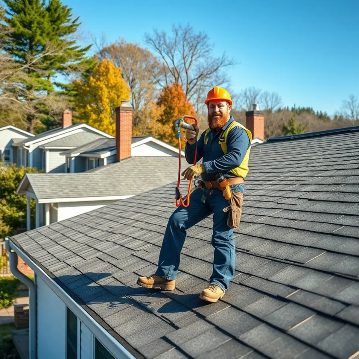 Roofing contractor working on a home in Greene County, NY