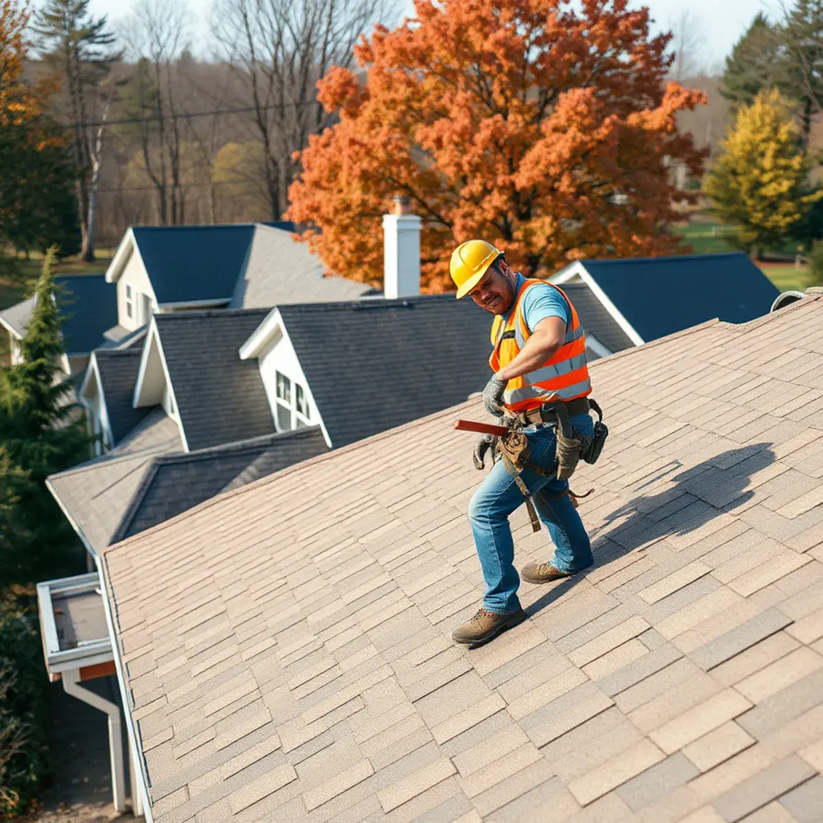 Roofing contractor working on a home in Hamilton County, NY