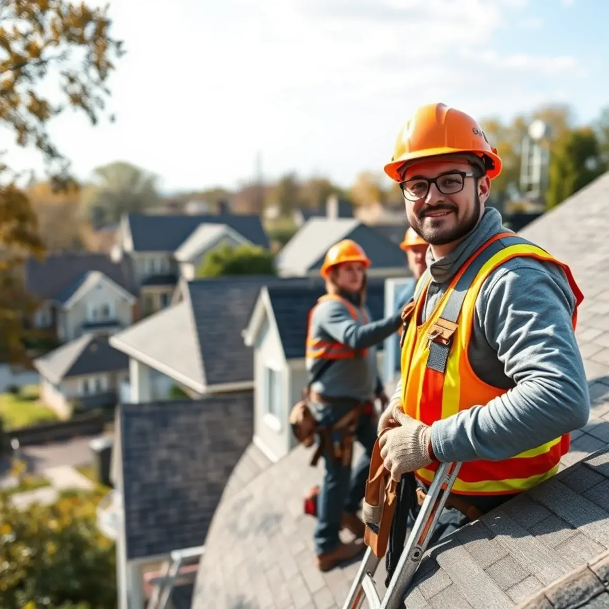 Roofing contractor working on a home in Hastings-on-Hudson, NY