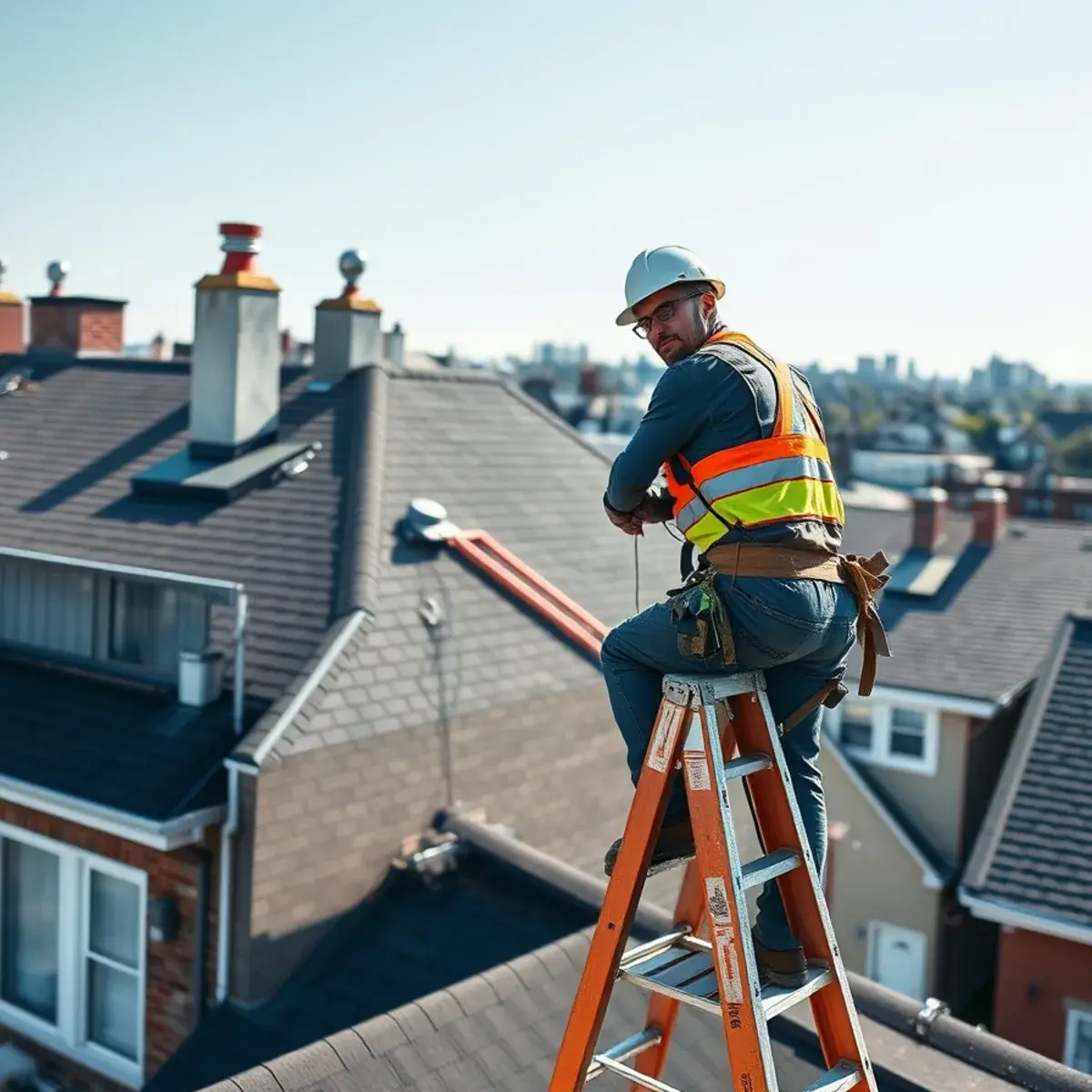 Roofing contractor working on a home in Howard Beach, NY