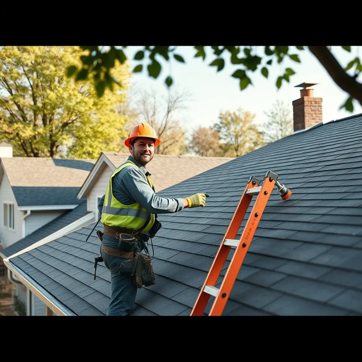 Roofing contractor working on a home in Hyde Park, NY