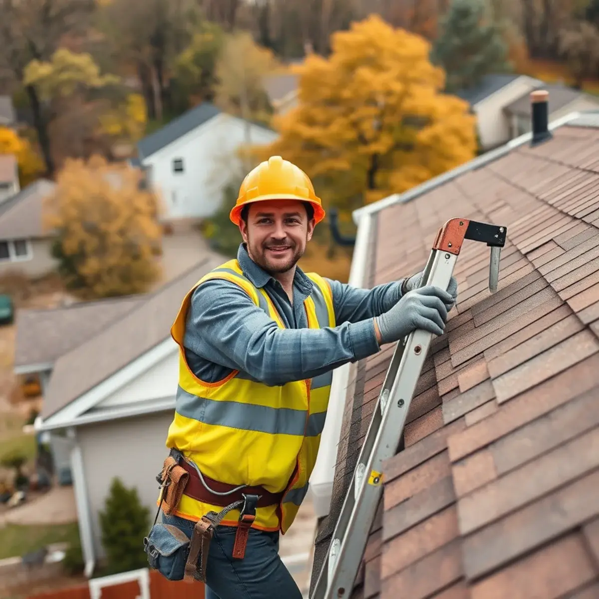 Roofing contractor working on a home in Johnstown, NY