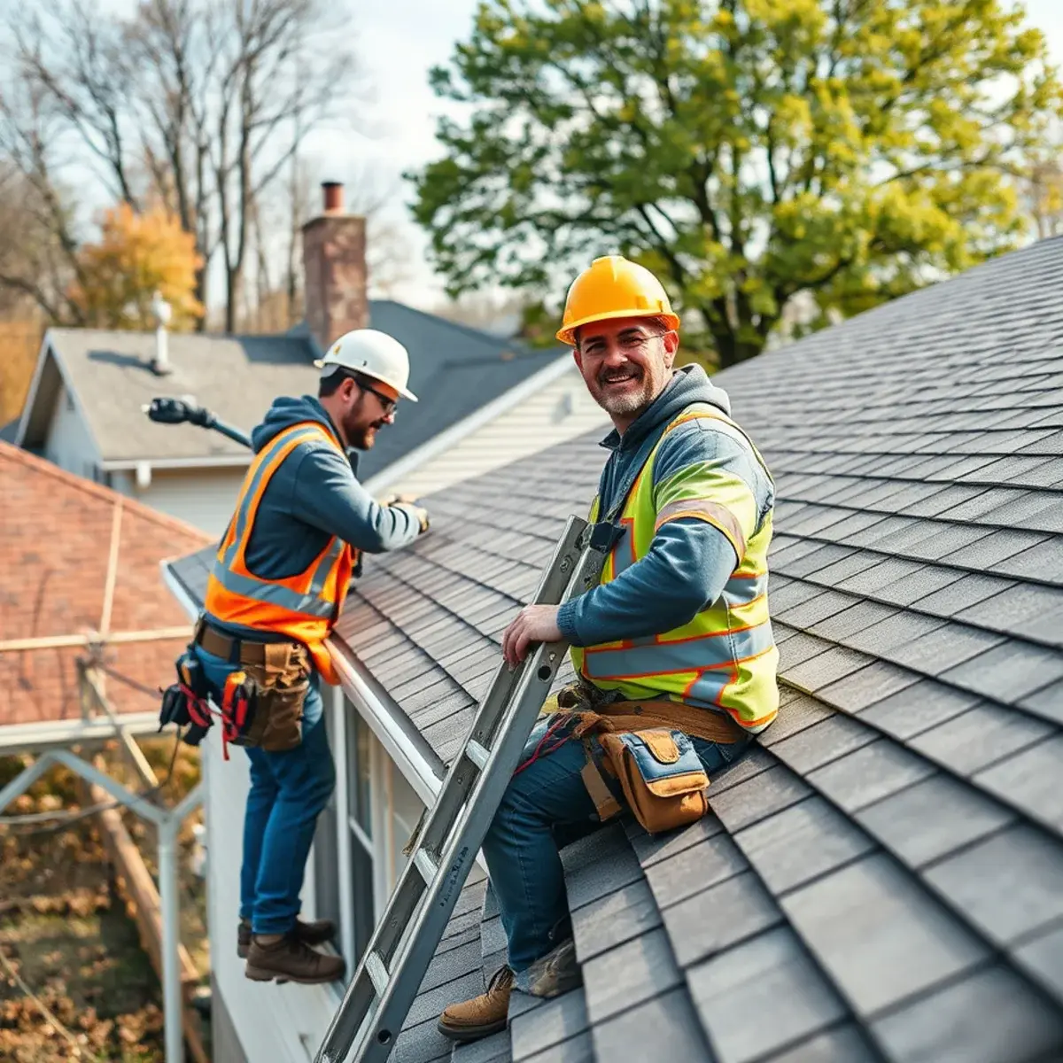 Roofing contractor working on a home in Lackawanna, NY