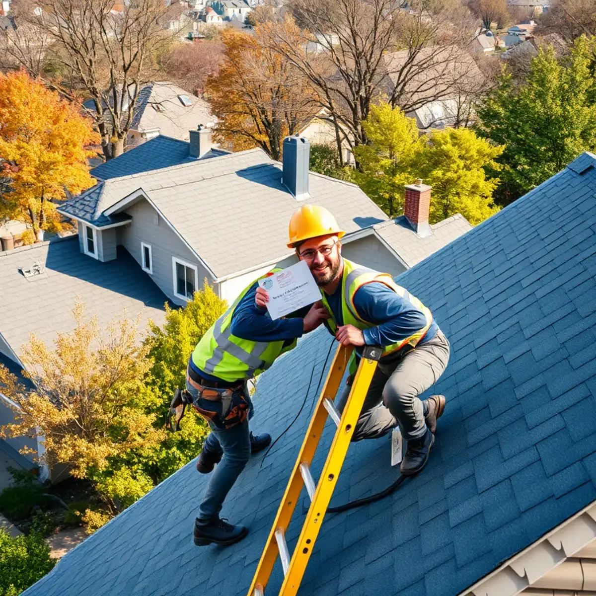 Roofing contractor working on a home in Manhattan, NY
