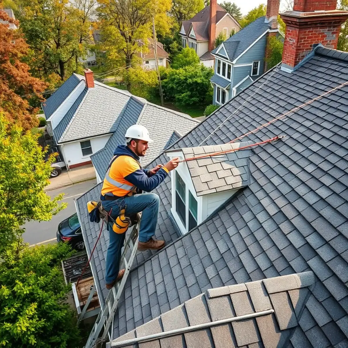 Roofing contractor working on a home in Montrose, NY