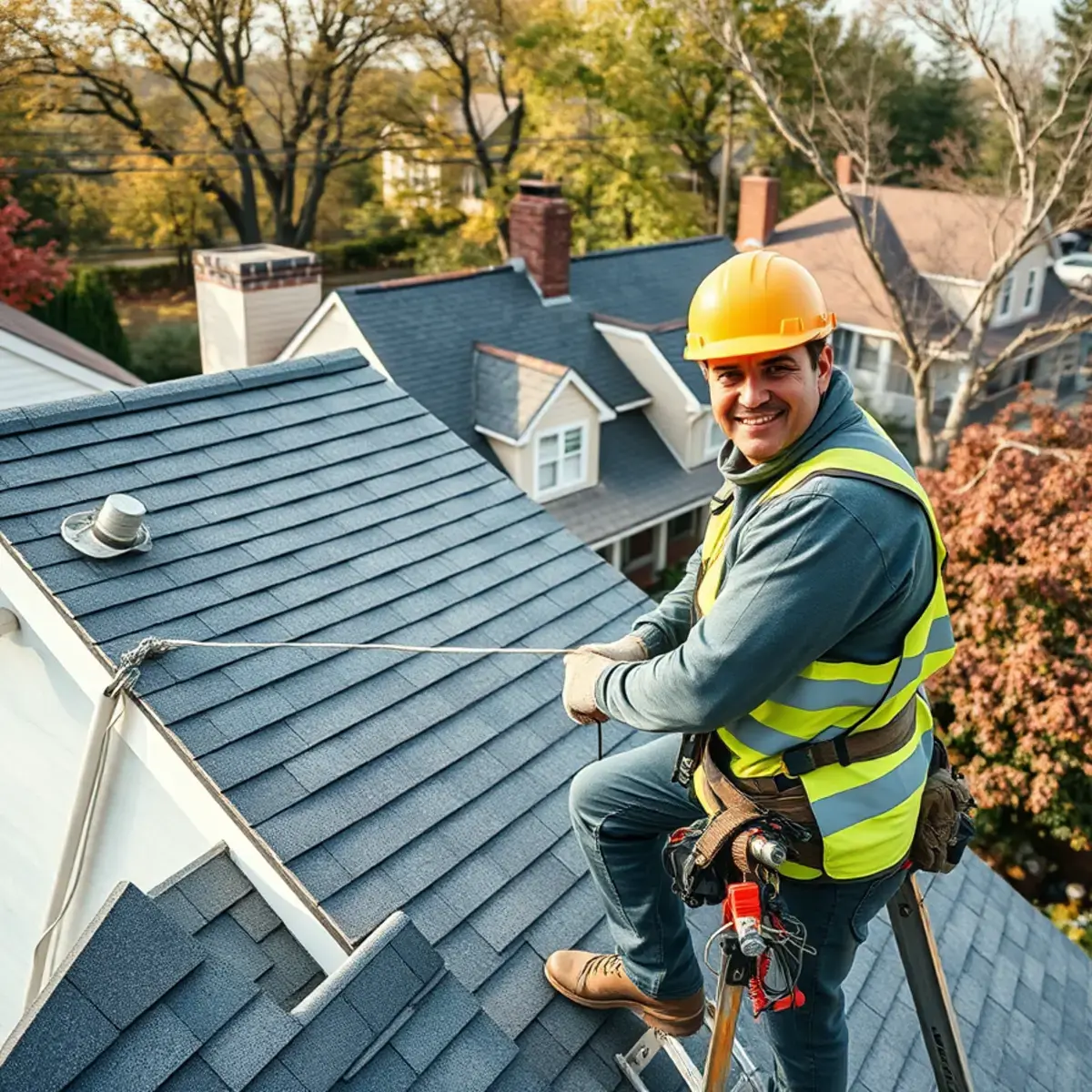 Roofing contractor working on a home in North Salem, NY