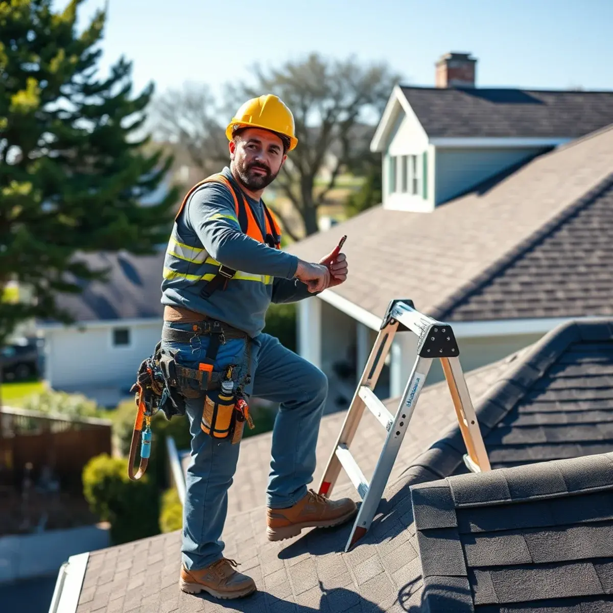 Roofing contractor working on a home in Oceanside, NY