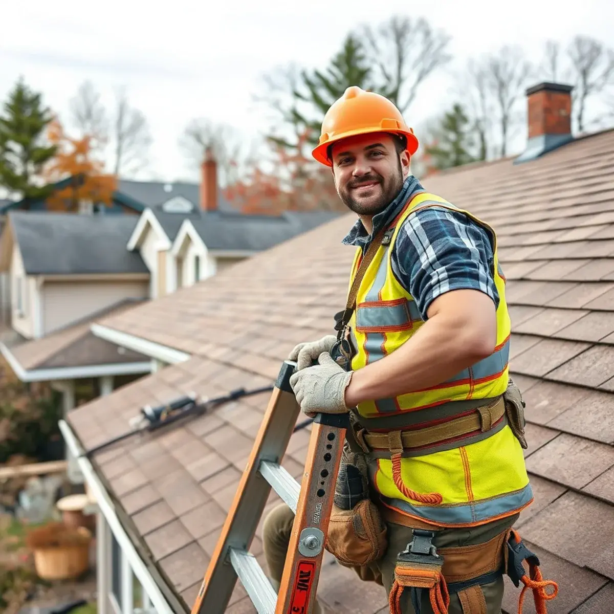 Roofing contractor working on a home in Oswego County, NY