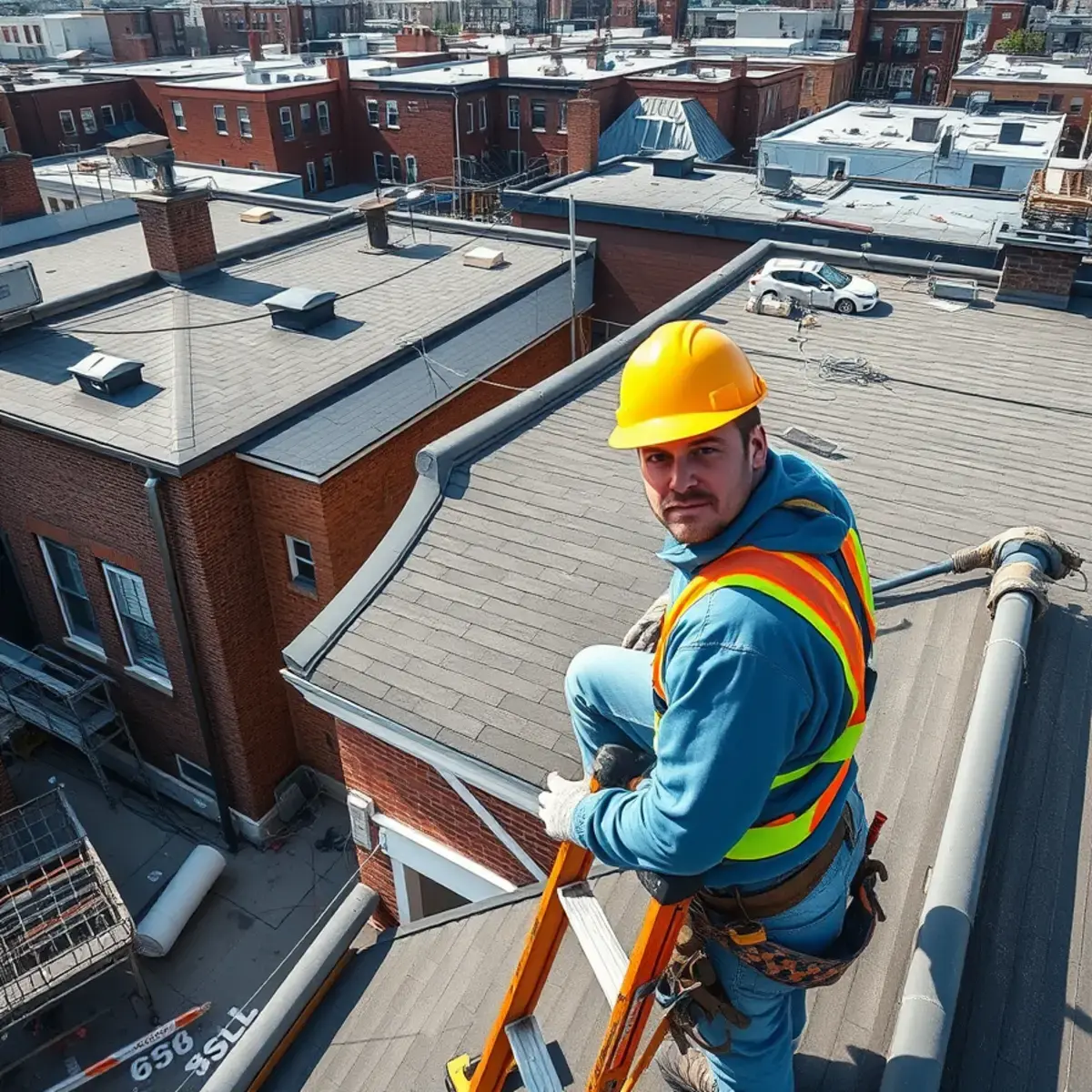 Roofing contractor working on a home in Parkchester, NY