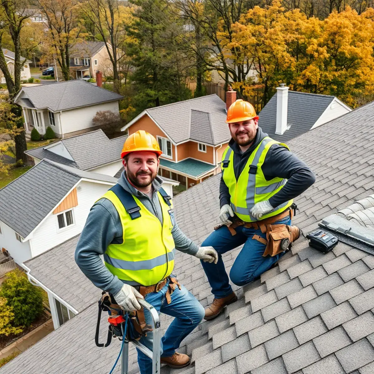 Roofing contractor working on a home in Patterson, NY