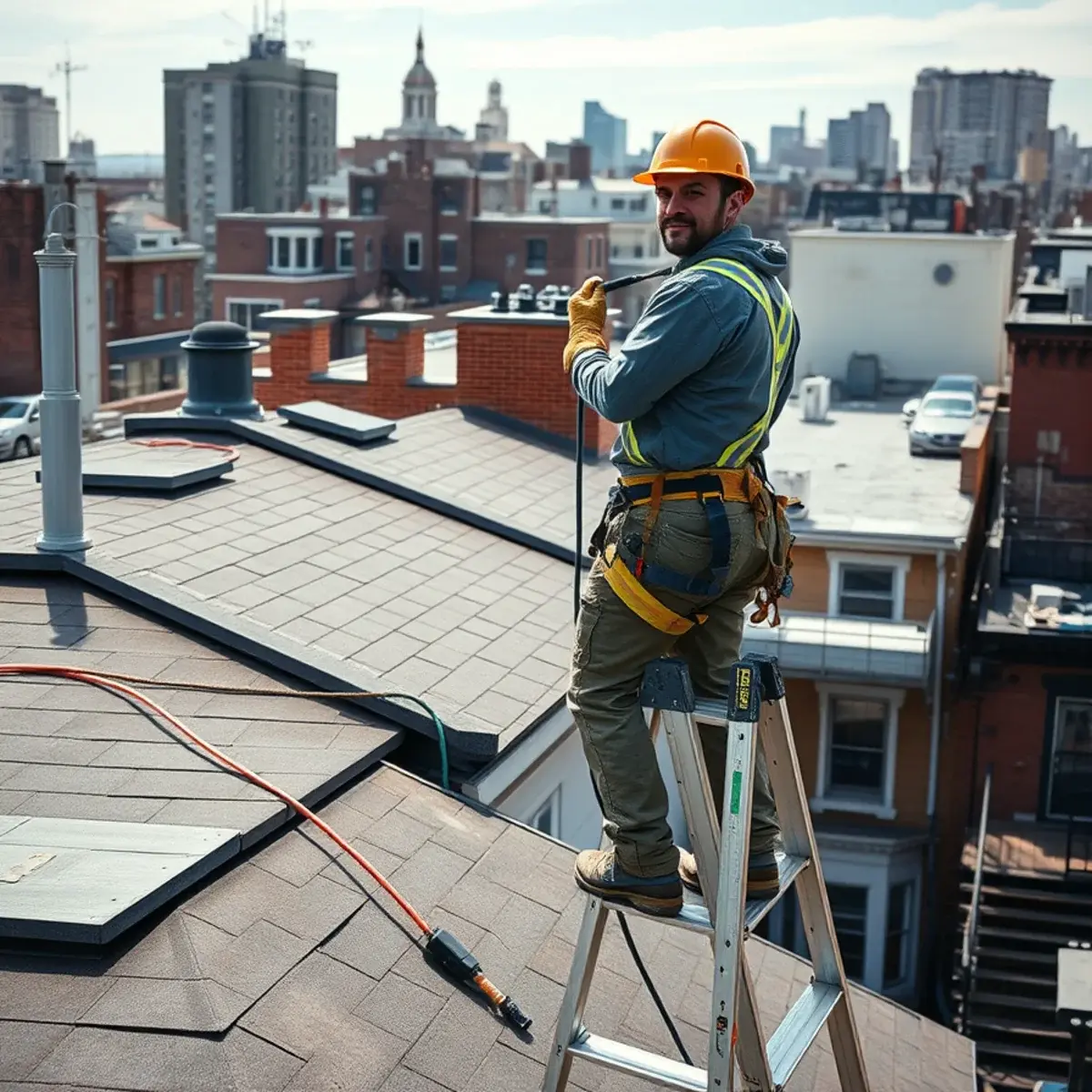 Roofing contractor working on a home in Red Hook, NY