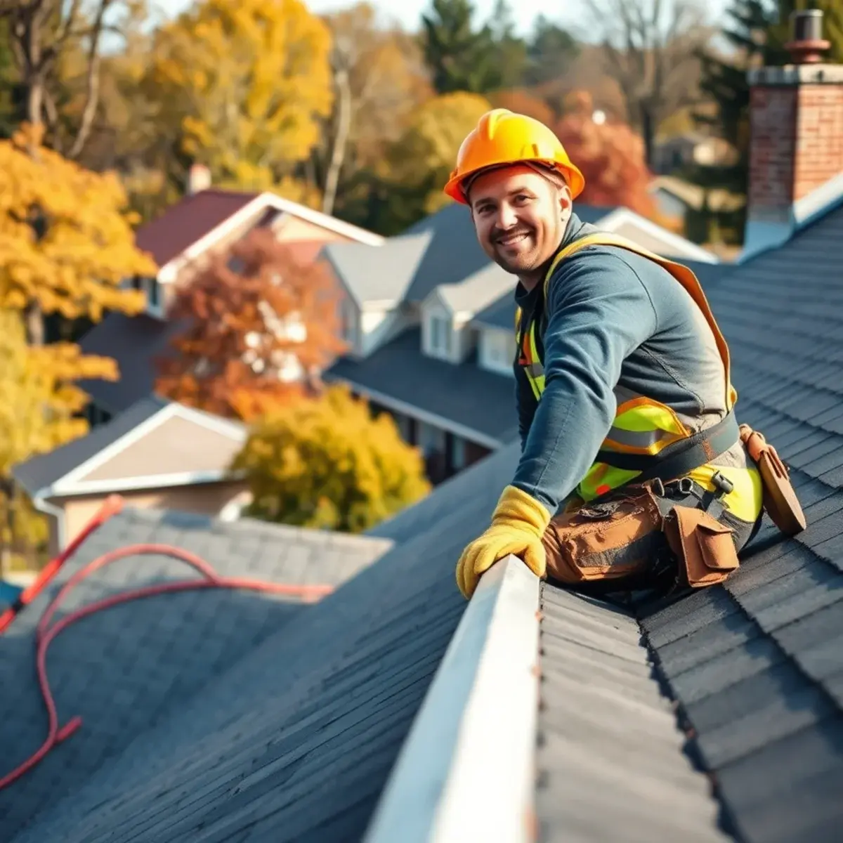 Roofing contractor working on a home in Rensselaer County, NY