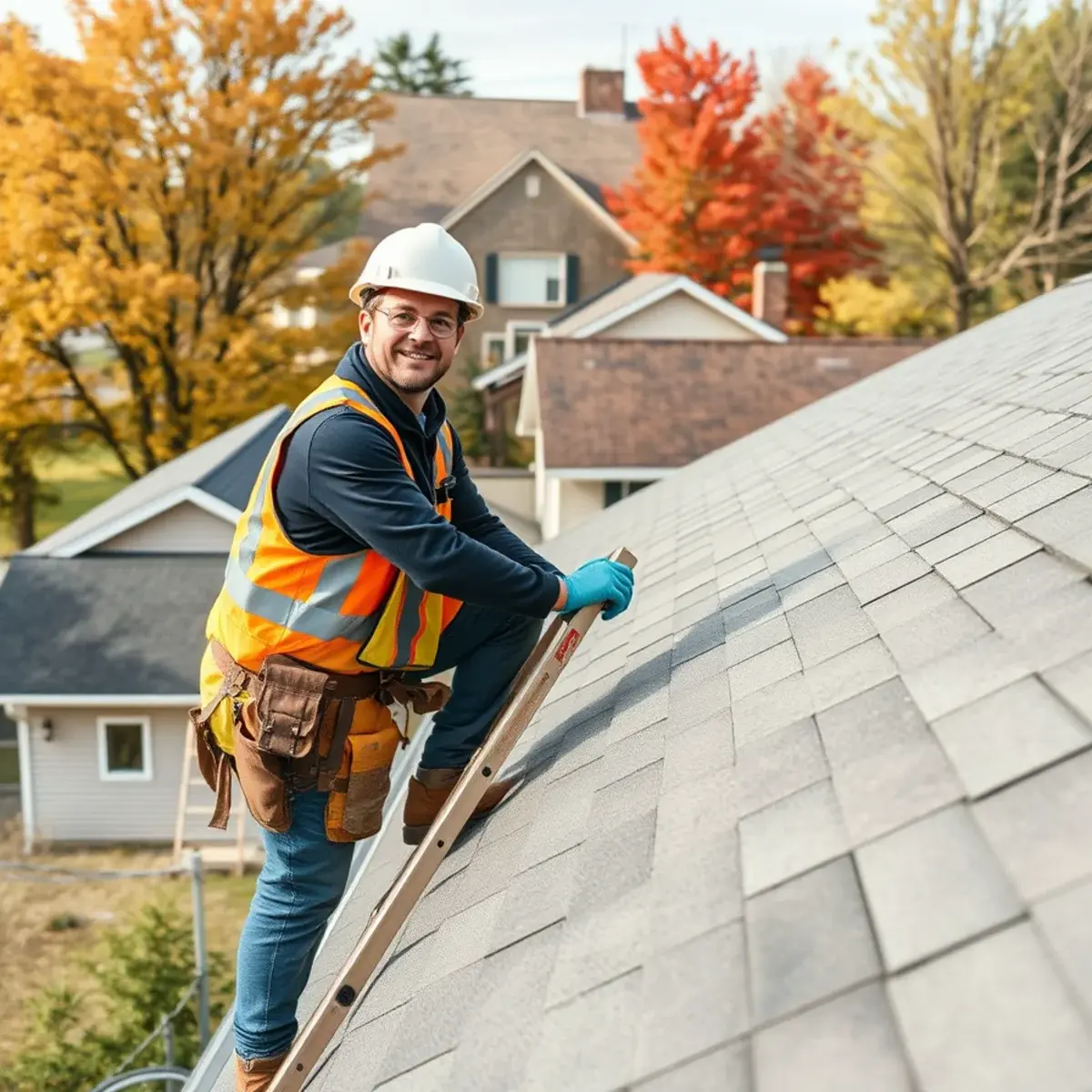 Roofing contractor working on a home in Salamanca, NY