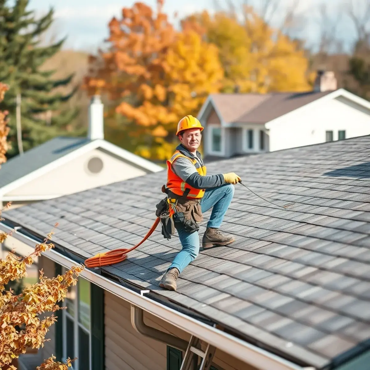 Roofing contractor working on a home in Schuyler County, NY