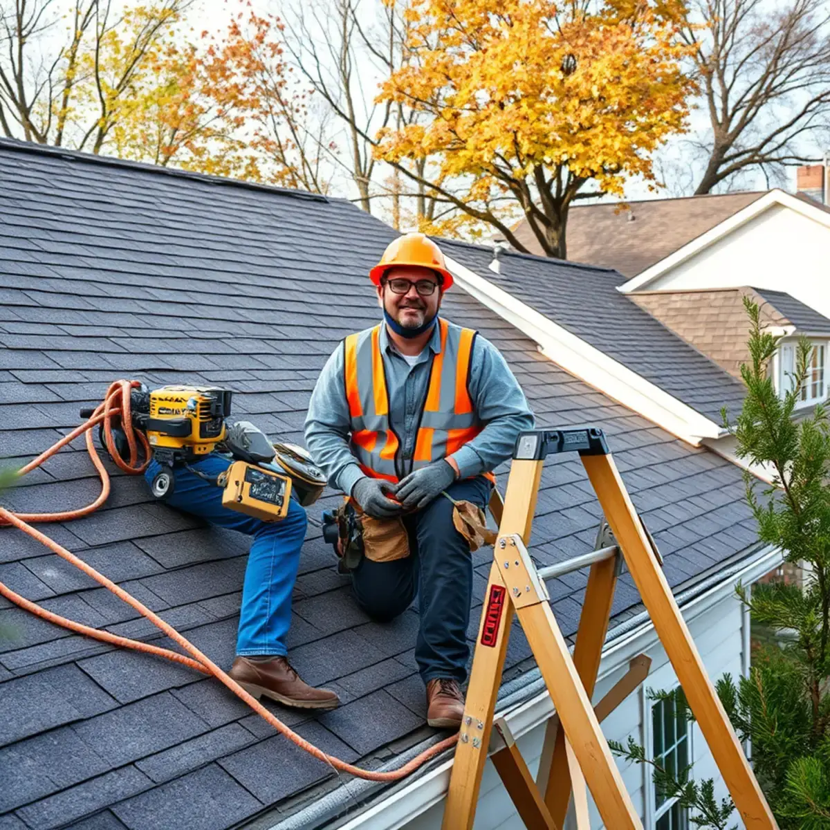 Roofing contractor working on a home in Seneca County, NY