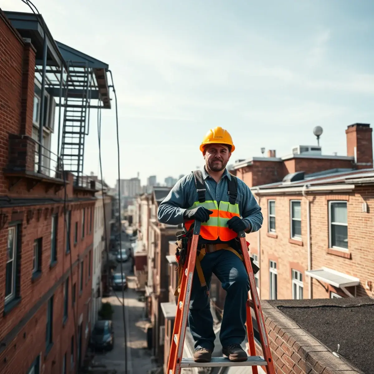 Roofing contractor working on a home in Sheepshead Bay, NY