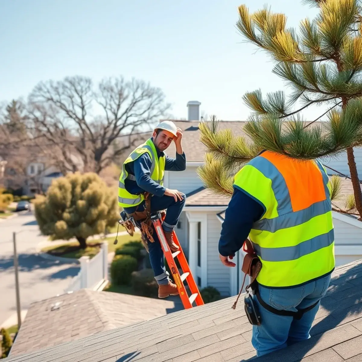 Roofing contractor working on a home in Smithtown, NY