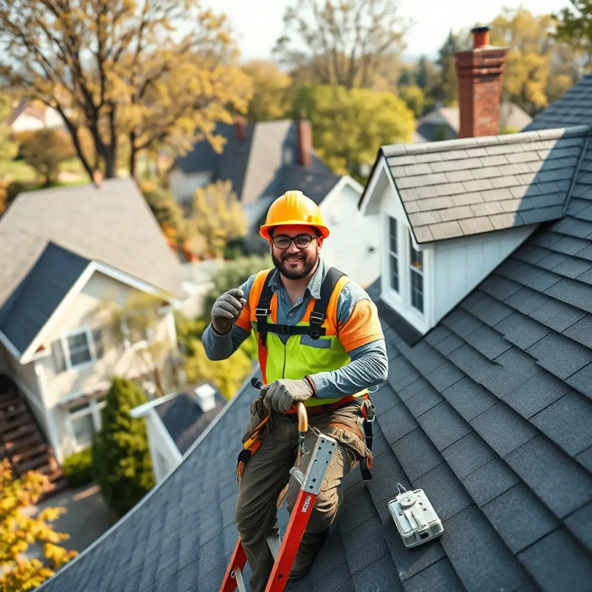 Roofing contractor working on a home in Somers, NY