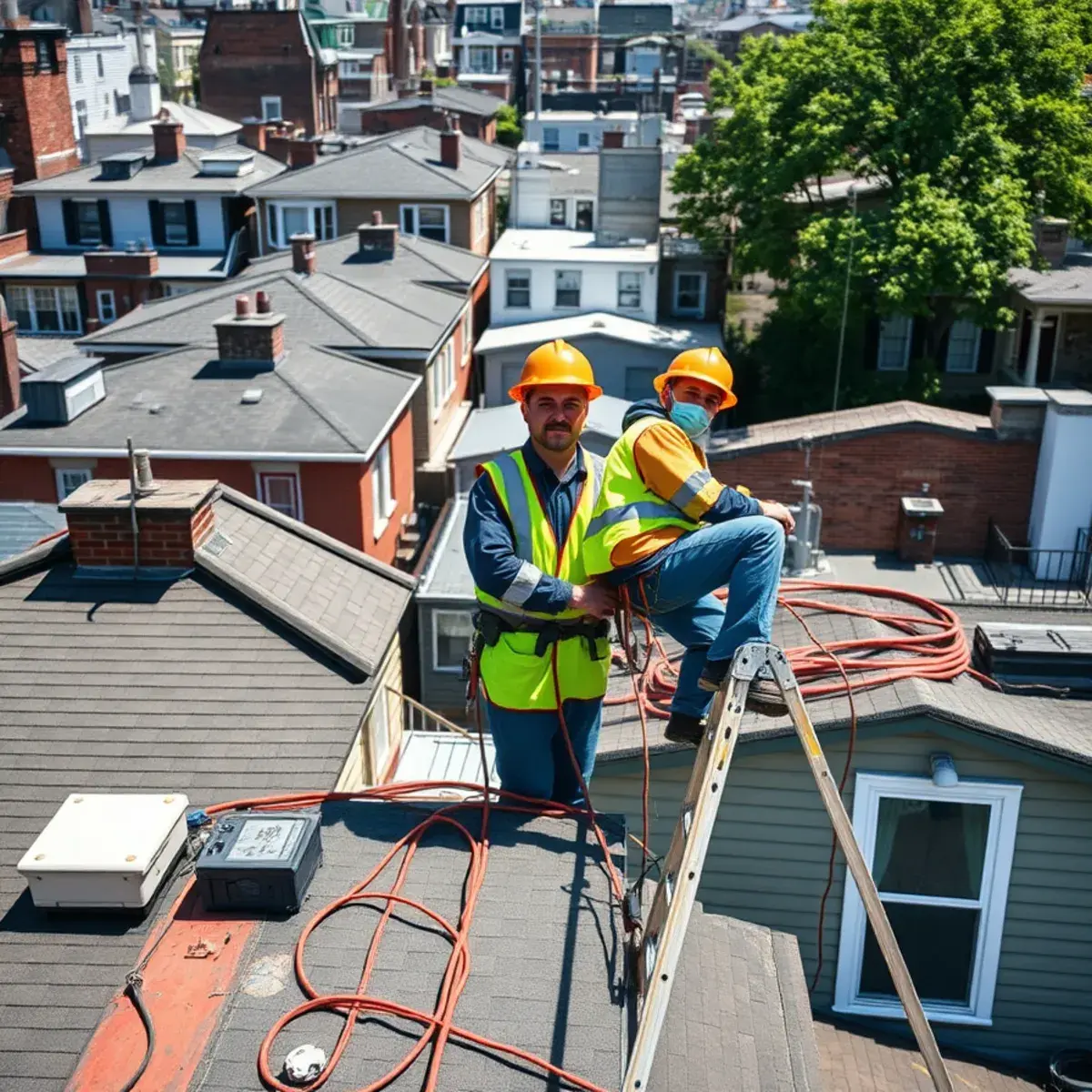 Roofing contractor working on a home in St. Albans, NY