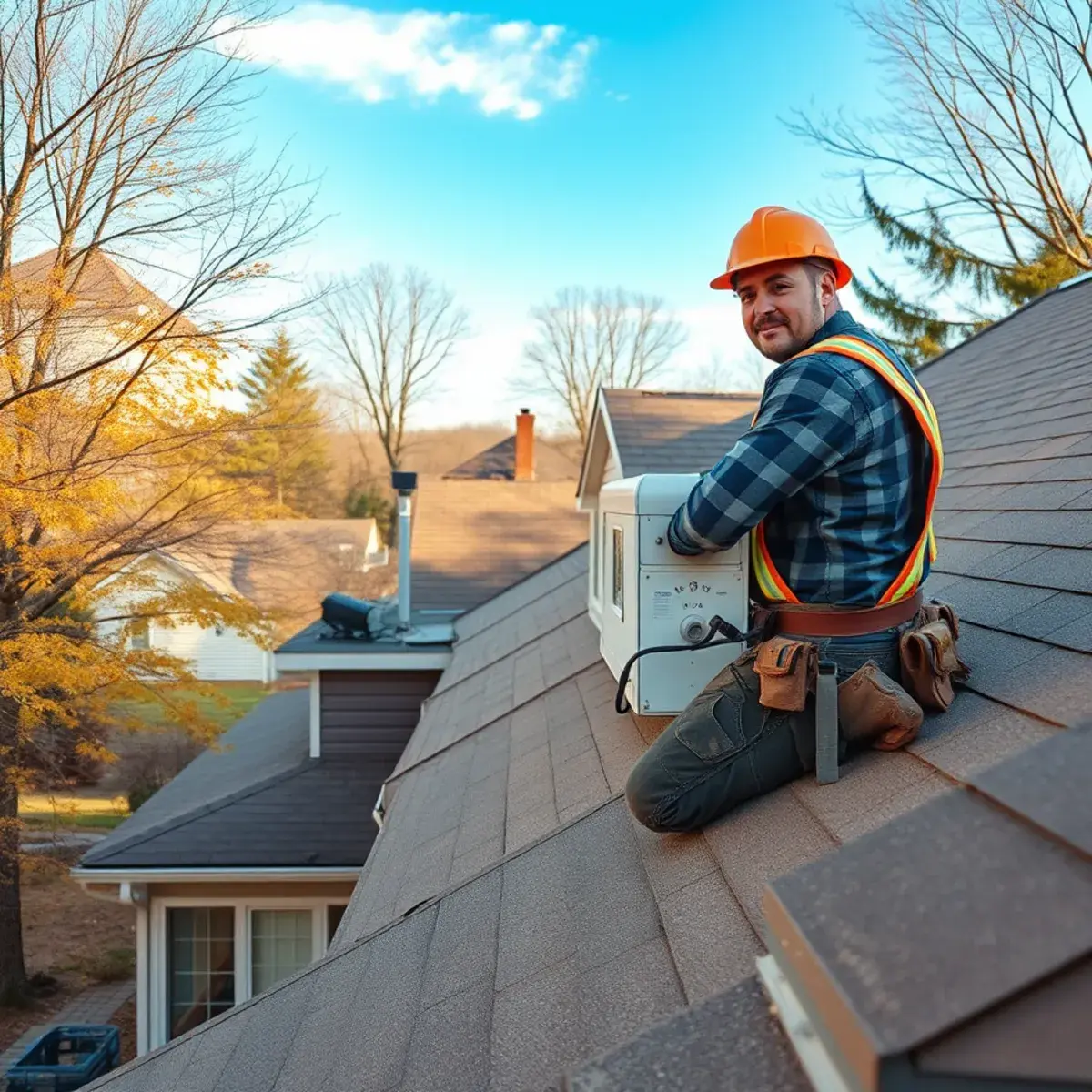 Roofing contractor working on a home in Steuben County, NY