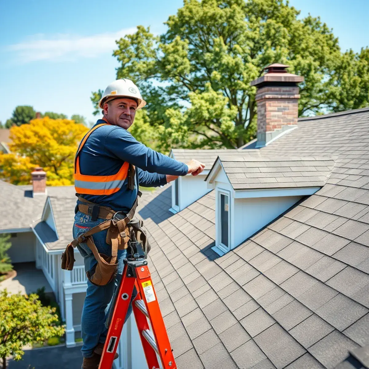Roofing contractor working on a home in Stony Point, NY