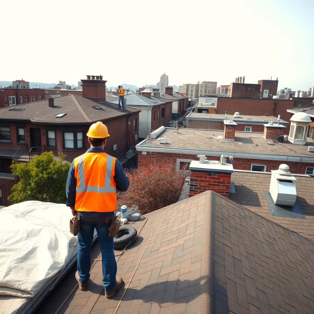 Roof replacement project near Stuyvesant Town, NY