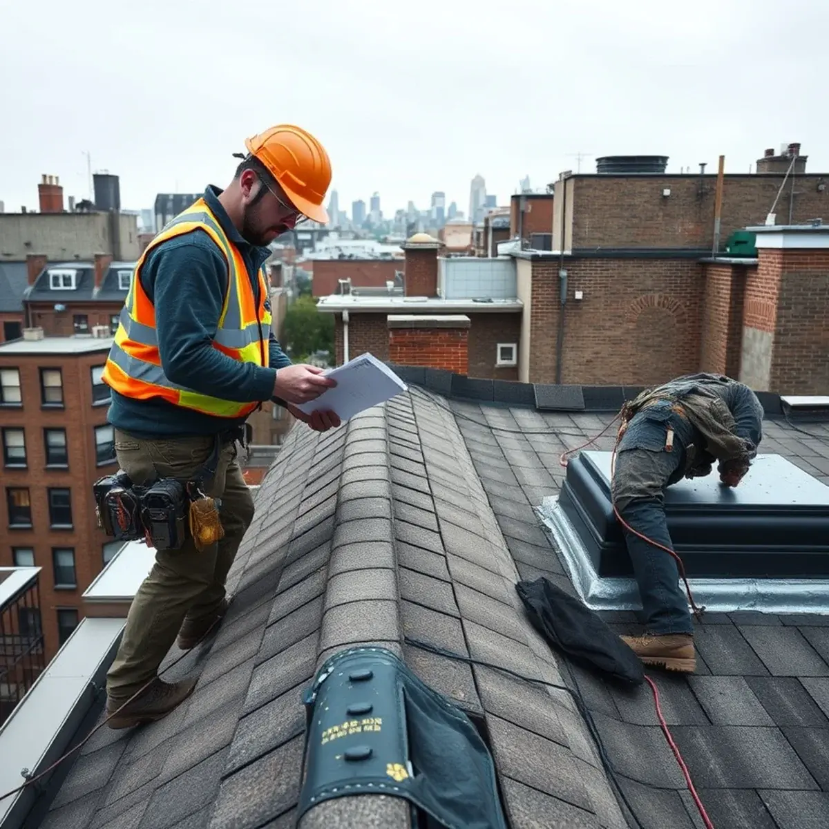 Storm damage roof repair near Tribeca, NY