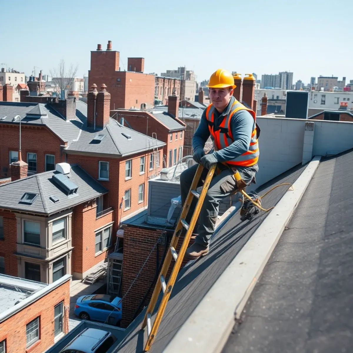 Roofing contractor working on a home in University Heights, NY