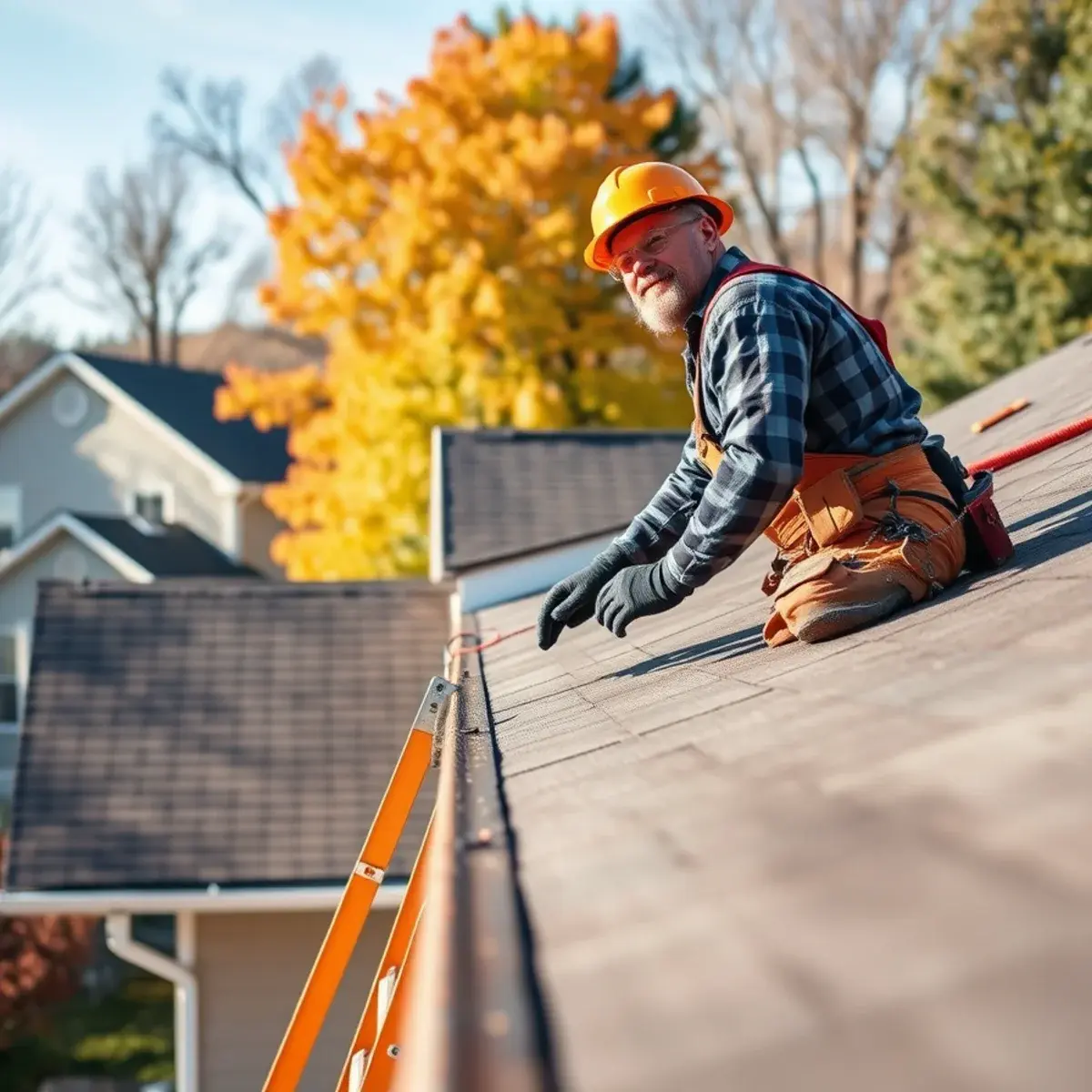 Roofing contractor working on a home in Warren County, NY