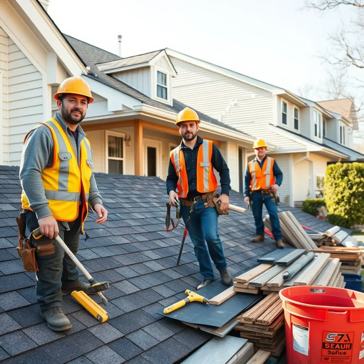 New York roofing and siding crew preparing exterior service materials