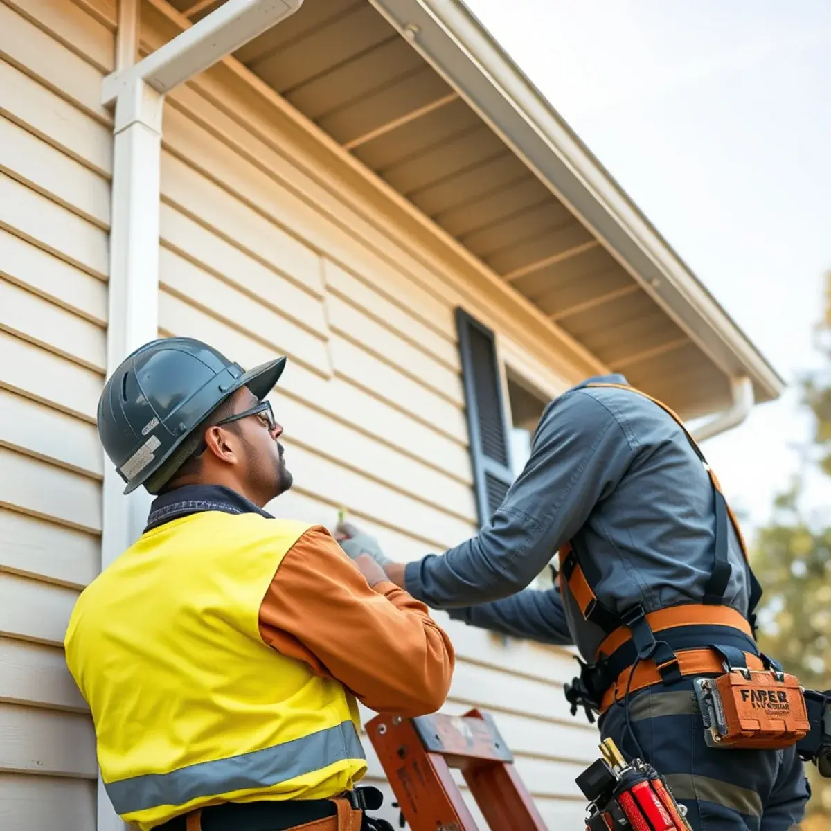 Siding Installation & Repair contractor working on a New City NY home